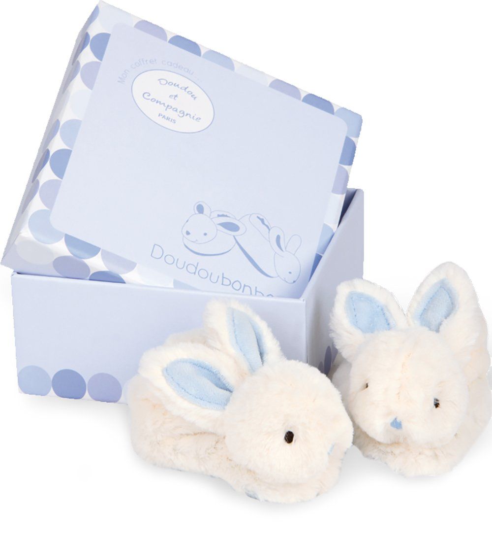 Bunny Booties with Rattle (0-6M) - Doudou et Compagnie