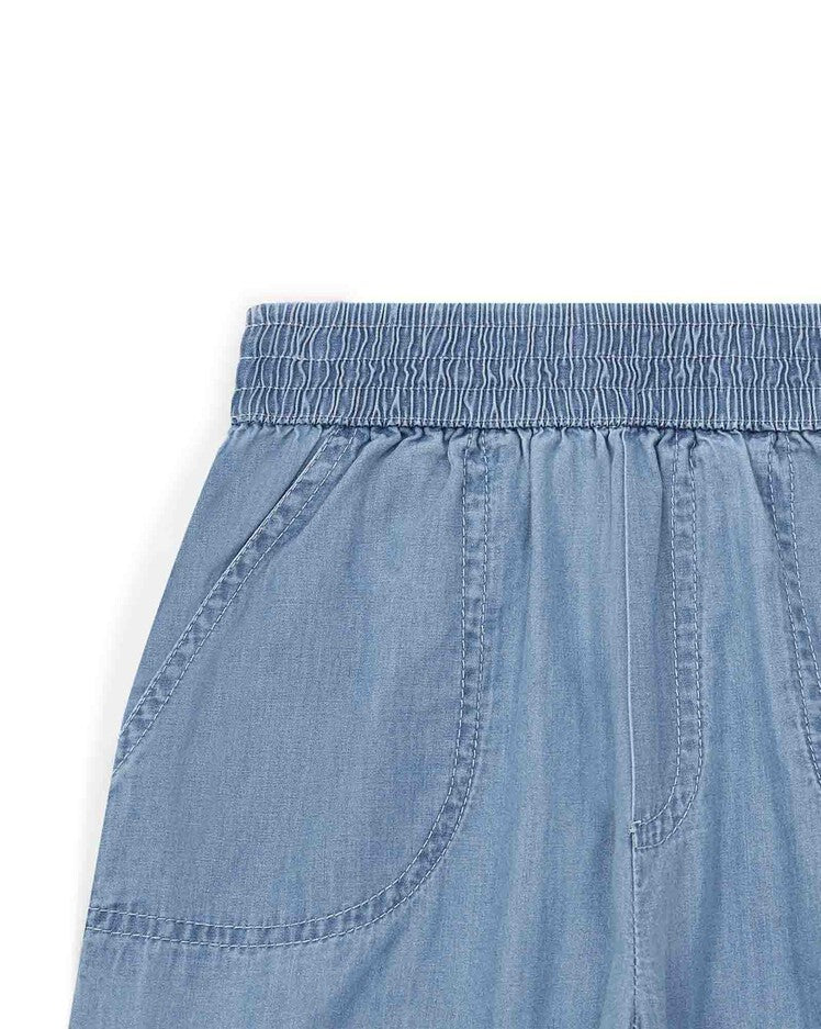 Denim Shorts w/ Elastic Waist - Bonton