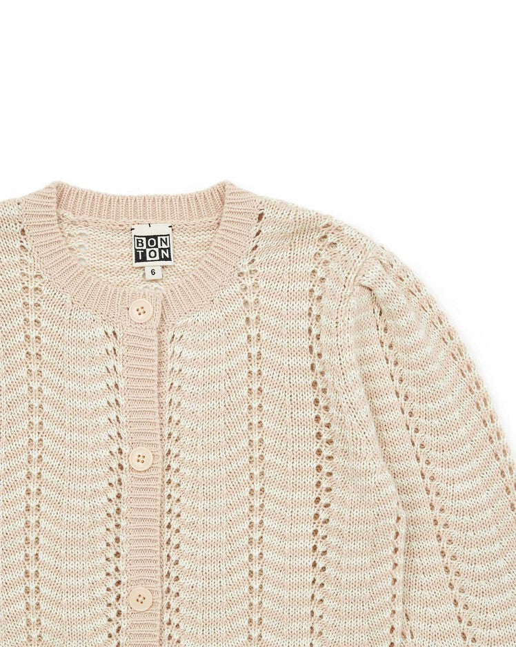 Rose Openwork Knit Cardigan - Bonton