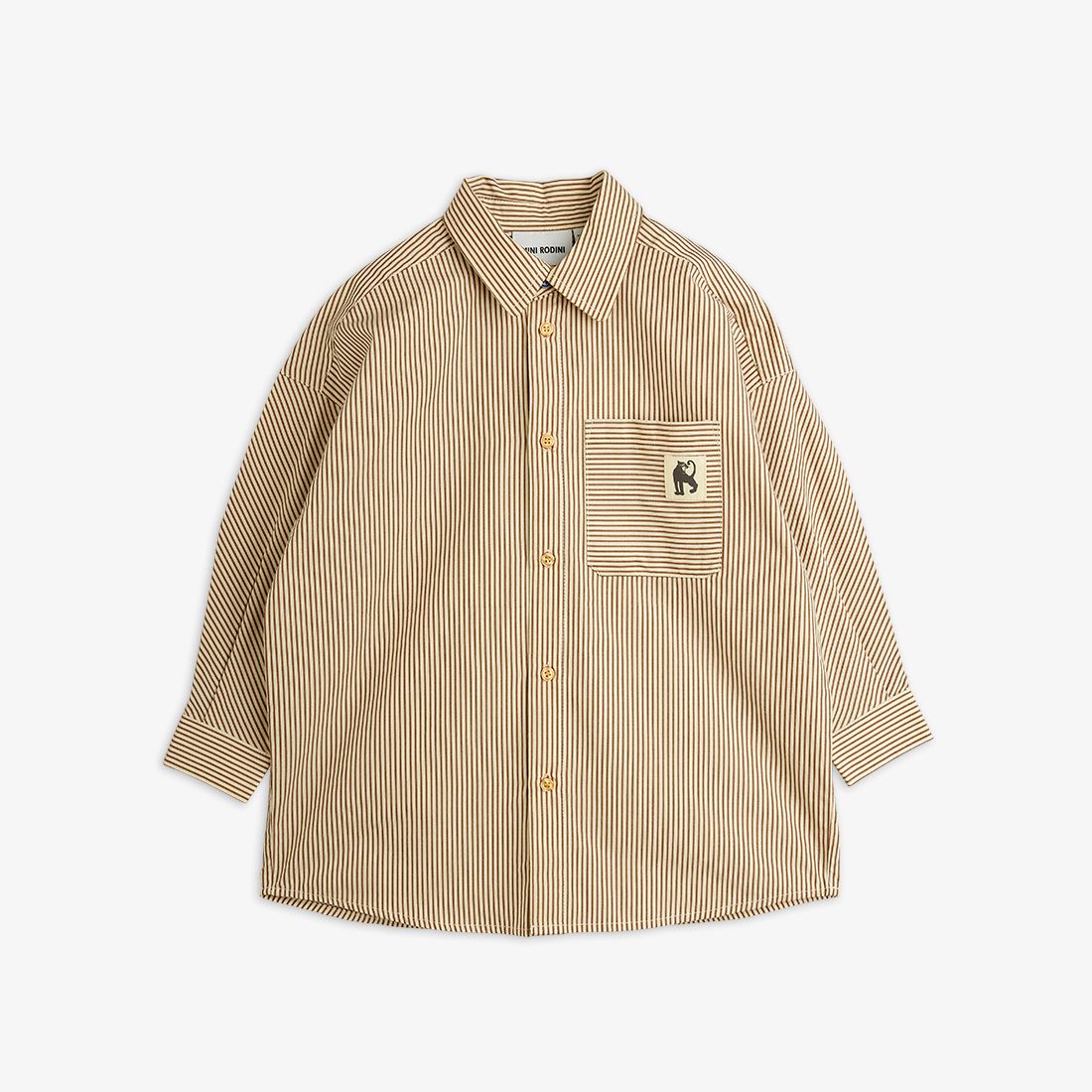 Poplin Brown Striped Shirt-Mini Rodini SP26