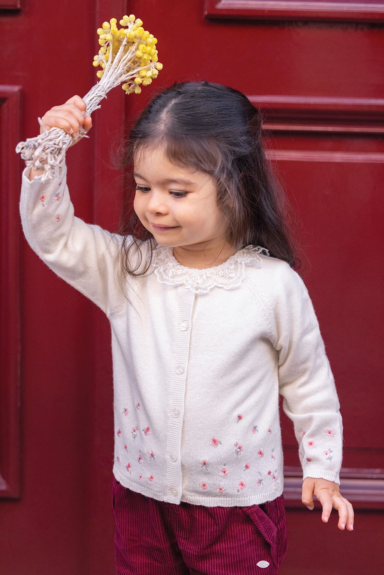 Plum Cord Bow Pant - Tartine et Chocolat FW25