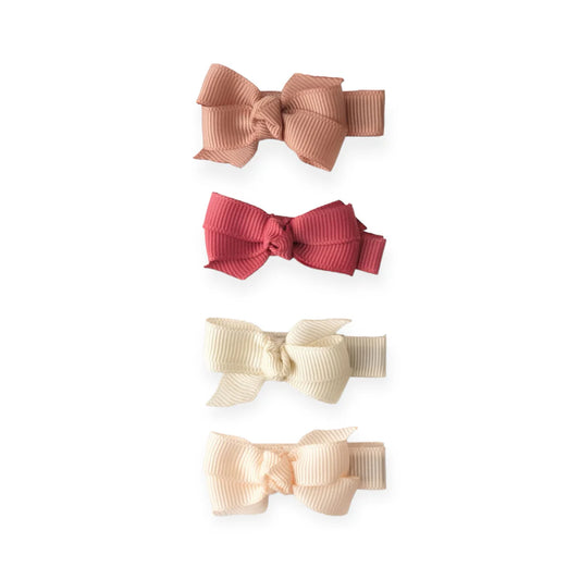 Earthy Pink Shades Baby Bows (set of 4) - Lilies and Roses