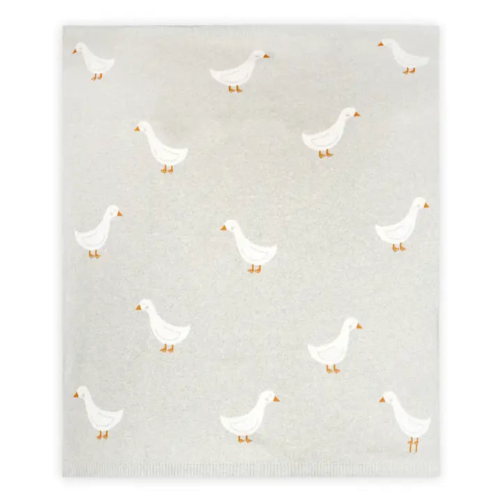 Duck Waddle- Organic Cotton Jacquard Knit Baby Blanket:viverano