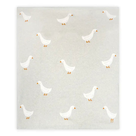 Duck Waddle- Organic Cotton Jacquard Knit Baby Blanket:viverano