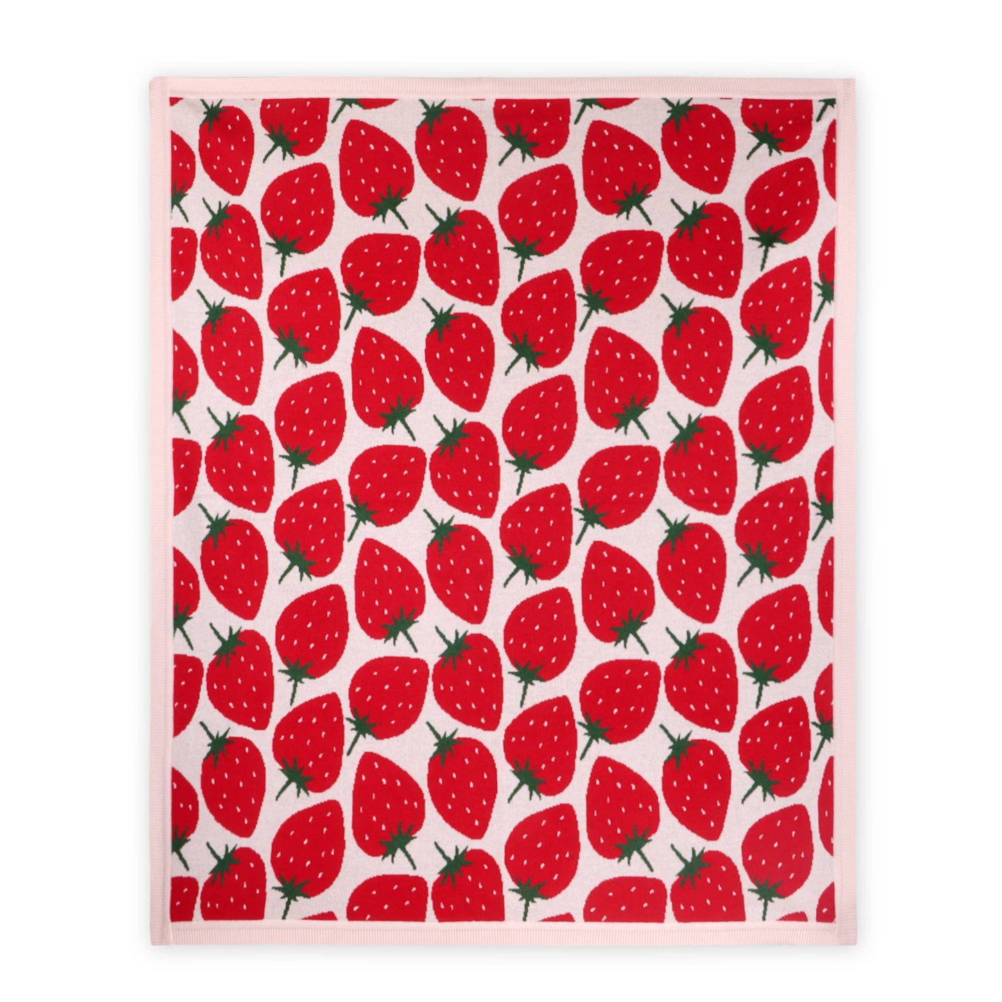 Strawberry Fields -Organic Cotton Jacquard Knit Baby Blanket: Baby Pink / One Size