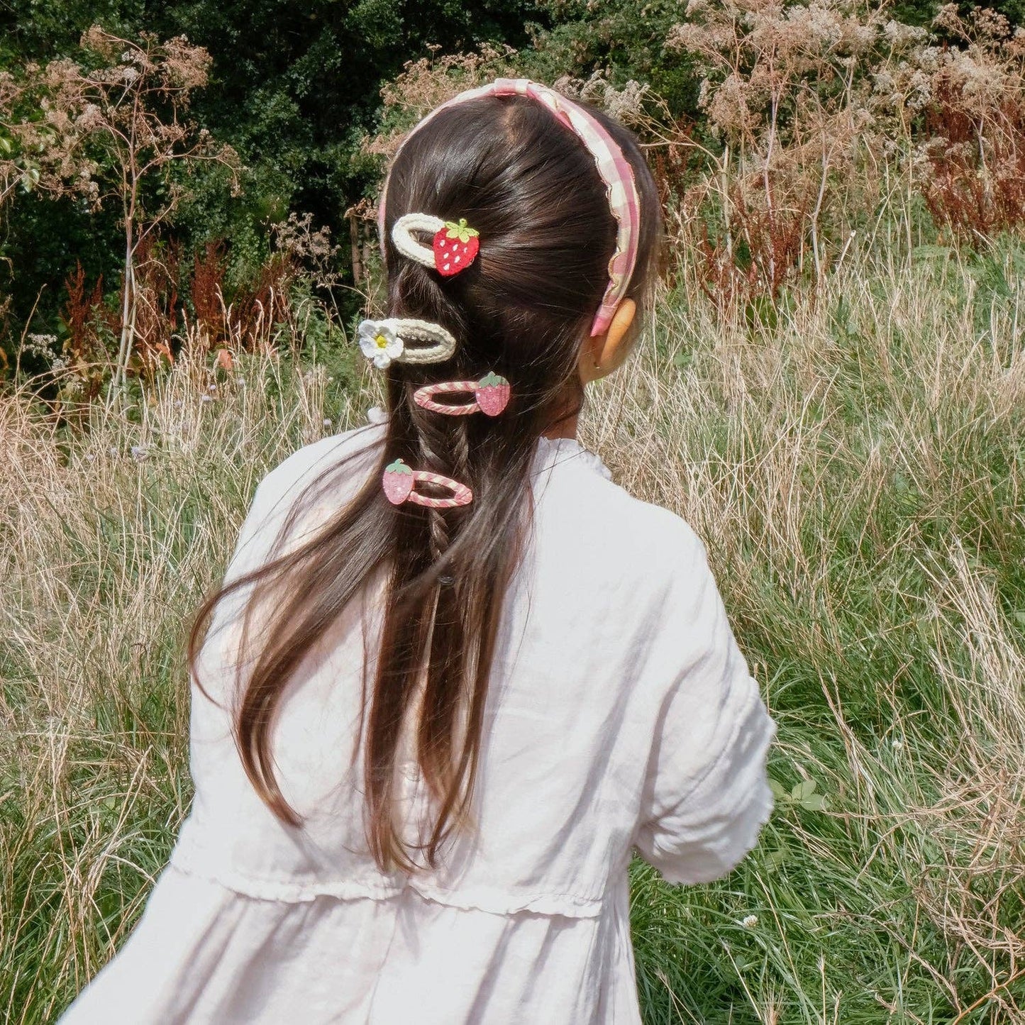 Crochet Daisy and Strawberry Clips