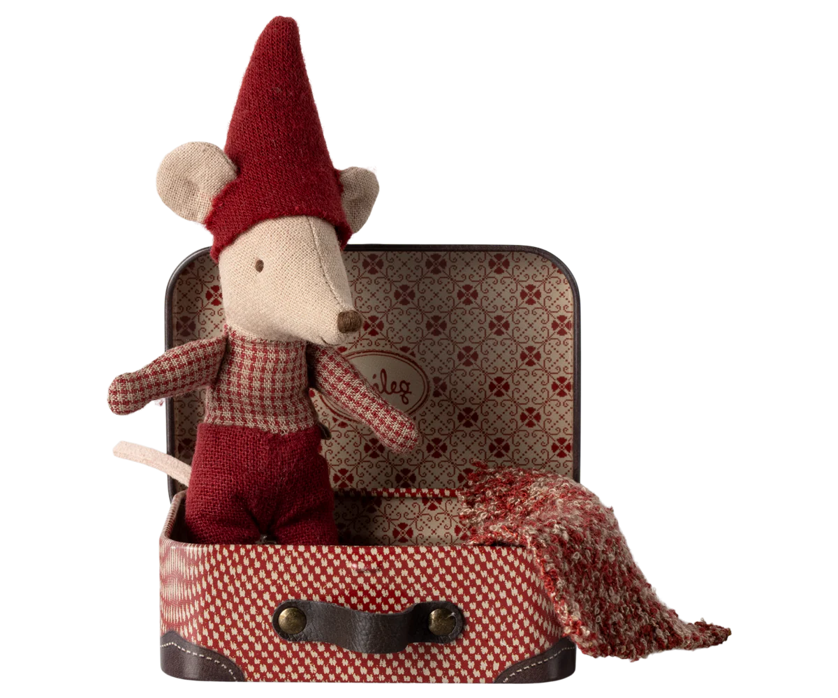 Christmas Mouse Baby in Suitcase - Maileg