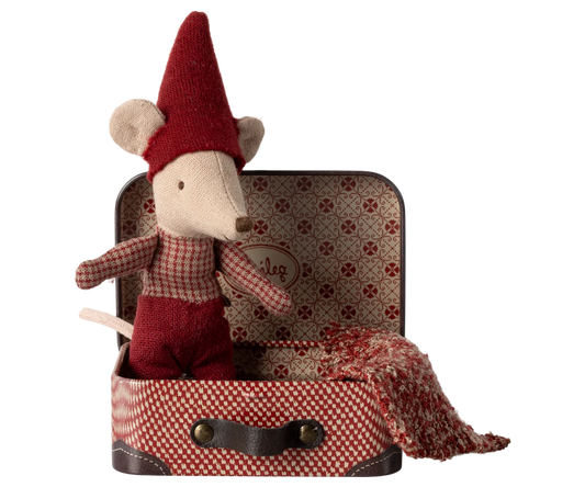 Christmas Mouse Baby in Suitcase - Maileg