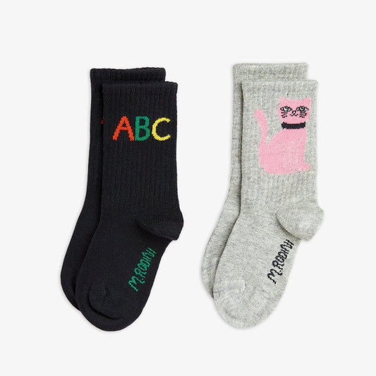 2pk ABC/Cat Sock-Mini Rodini FW24