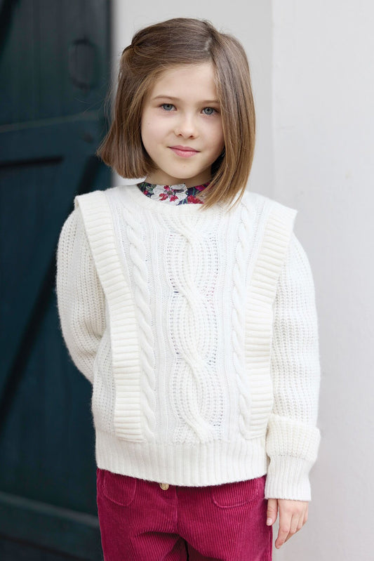 Knit Cable Sweater-Tartine et Chocolat FW25