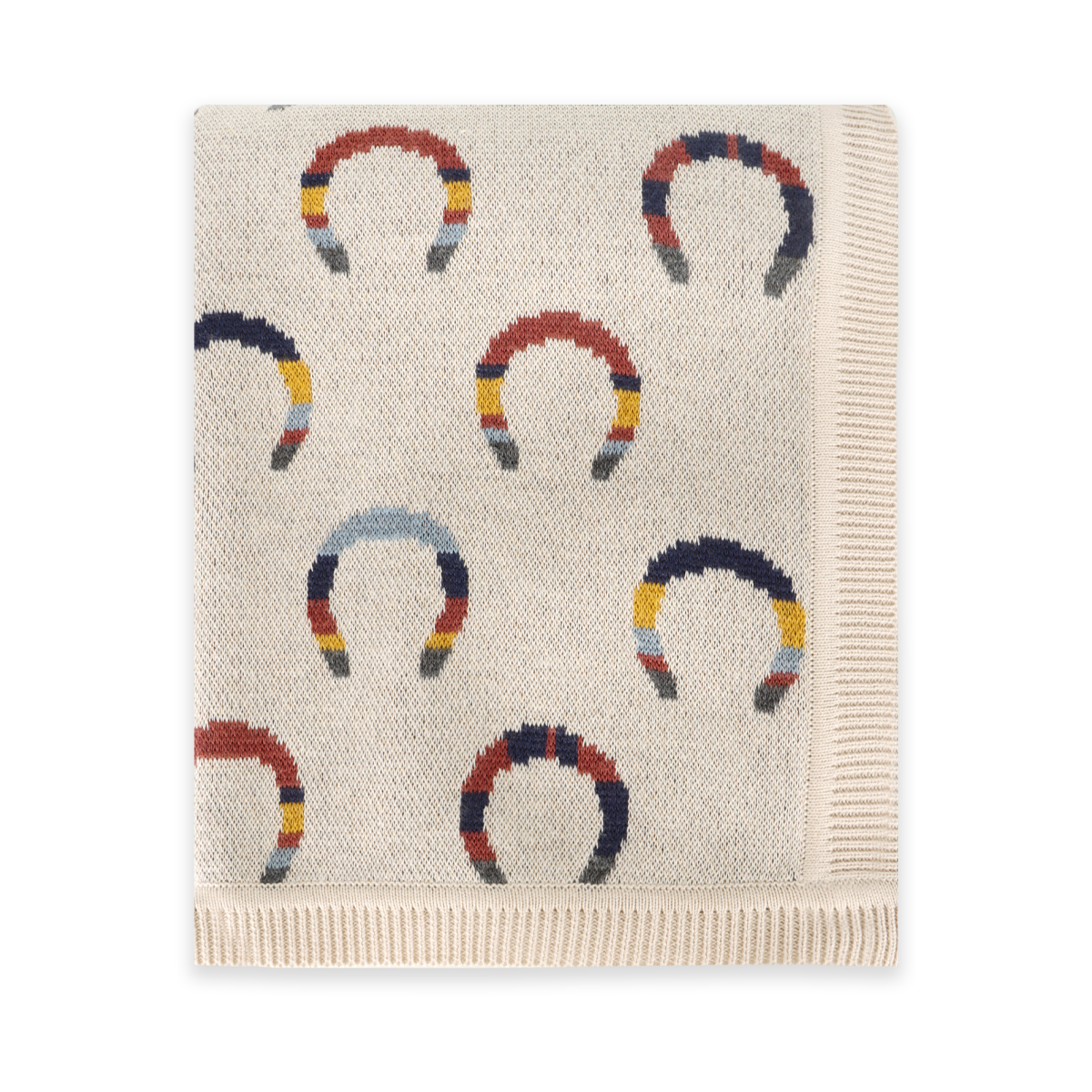 Horseshoe - Organic Cotton Jacquard Knit Baby Blanket: Viverano