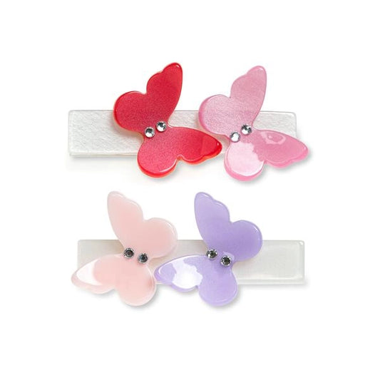 Satin Butterfly Hair Clips - Lilies and Roses