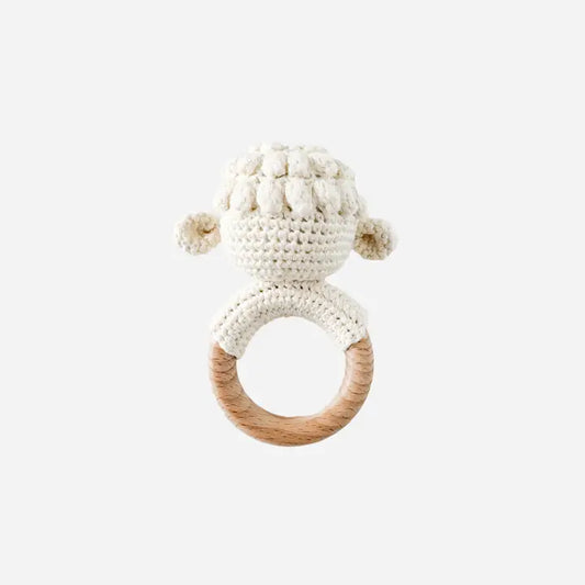 Cotton Rattle Teether Lamb- Blueberry Hill