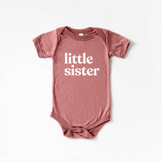 Little Sister Modern Baby Bodysuit/Mauve Pink