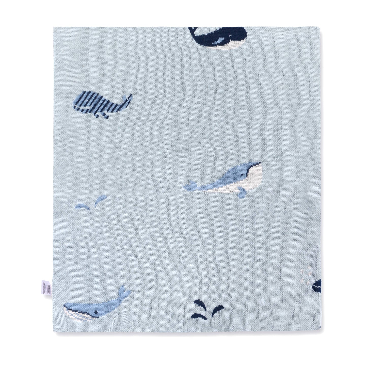 Whales - Organic Cotton Jacquard Knit Baby Blanket: Viverano
