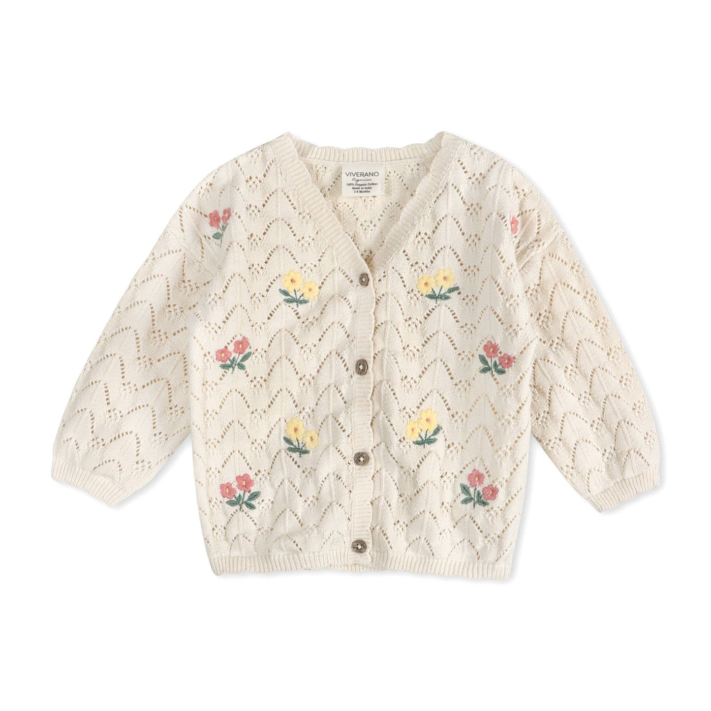 Hazel Floral Textured Baby Knit Cardigan (Organic)