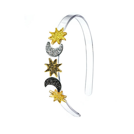 Celestial Glitter Star+Moon Headband - Lilies and Roses