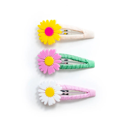 Multicolor Daisies Hair Clips (Set of 3) - Lilies and Roses