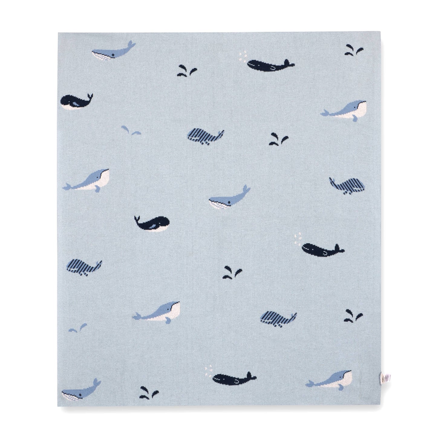 Whales - Organic Cotton Jacquard Knit Baby Blanket: Viverano