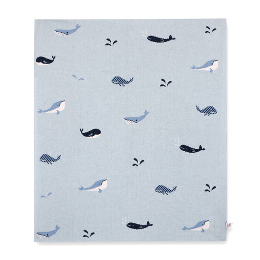 Whales - Organic Cotton Jacquard Knit Baby Blanket: Viverano
