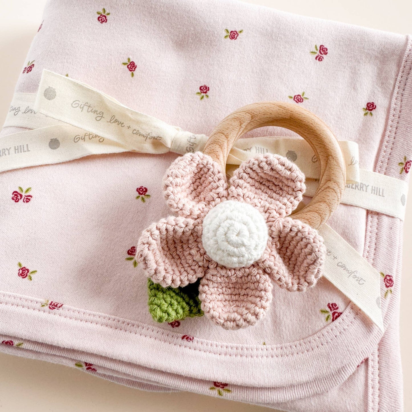 Knit Swaddle Rose Blanket - Blueberry Hill