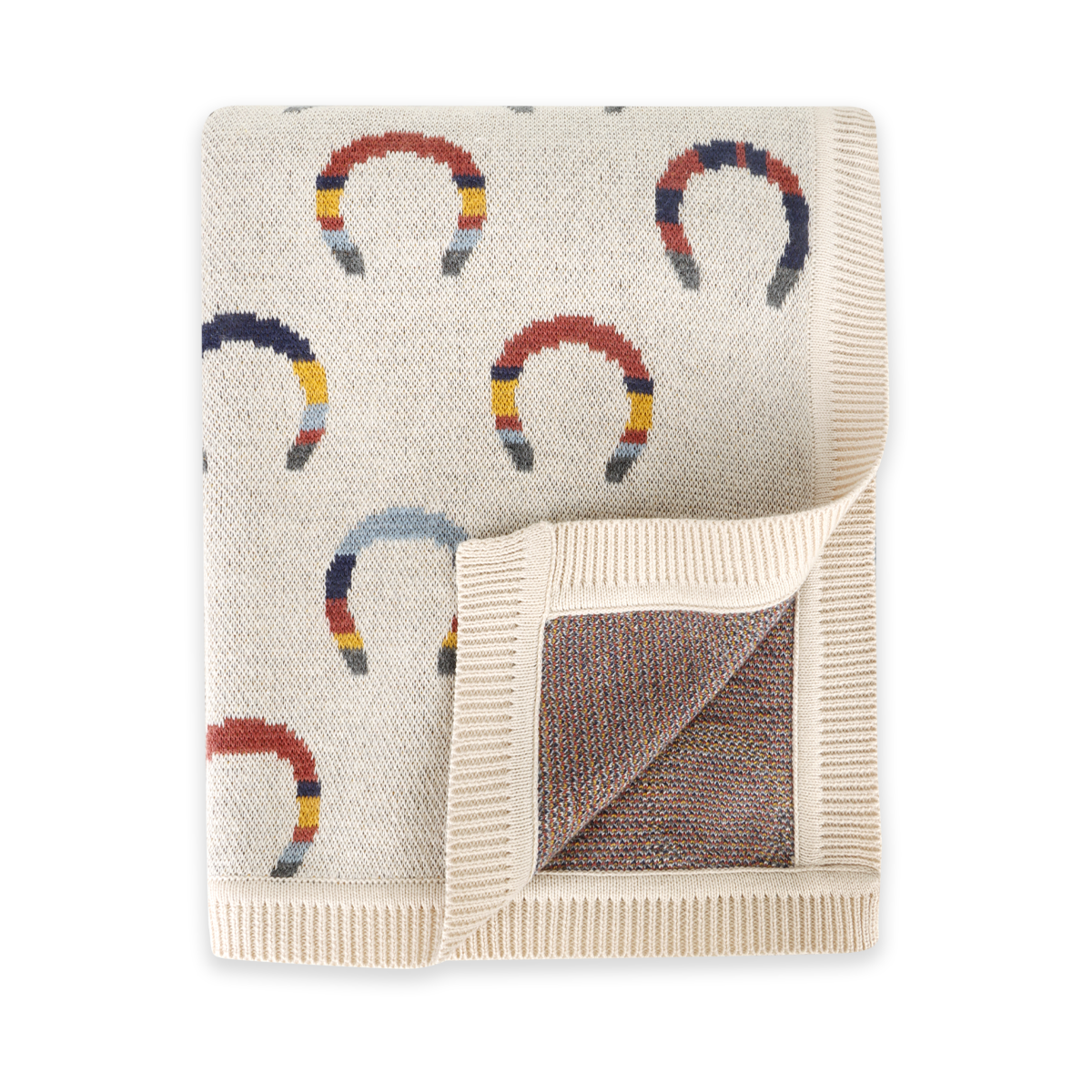Horseshoe - Organic Cotton Jacquard Knit Baby Blanket: Viverano