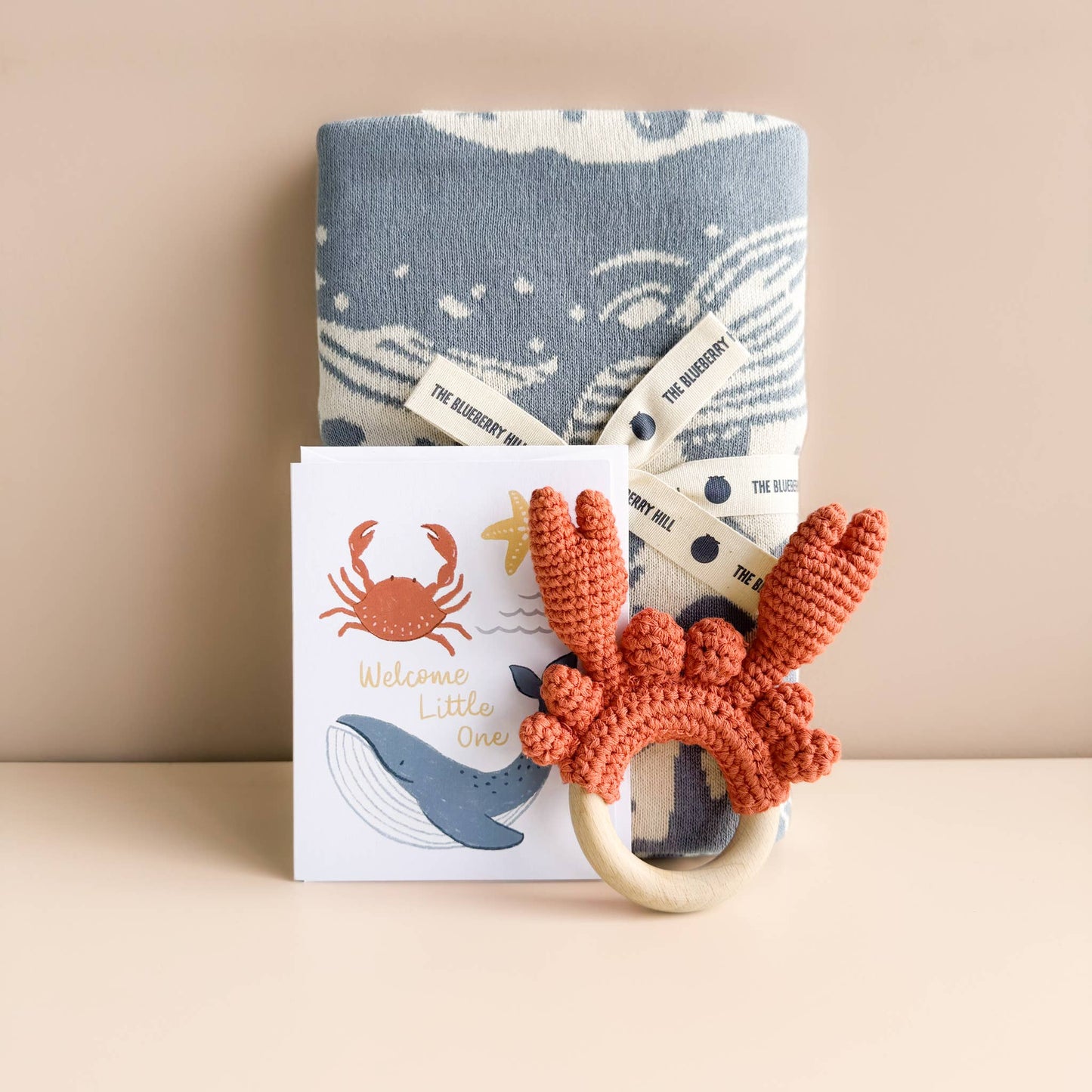 Crocheted Cotton Teether Crab - Blueberry Hill