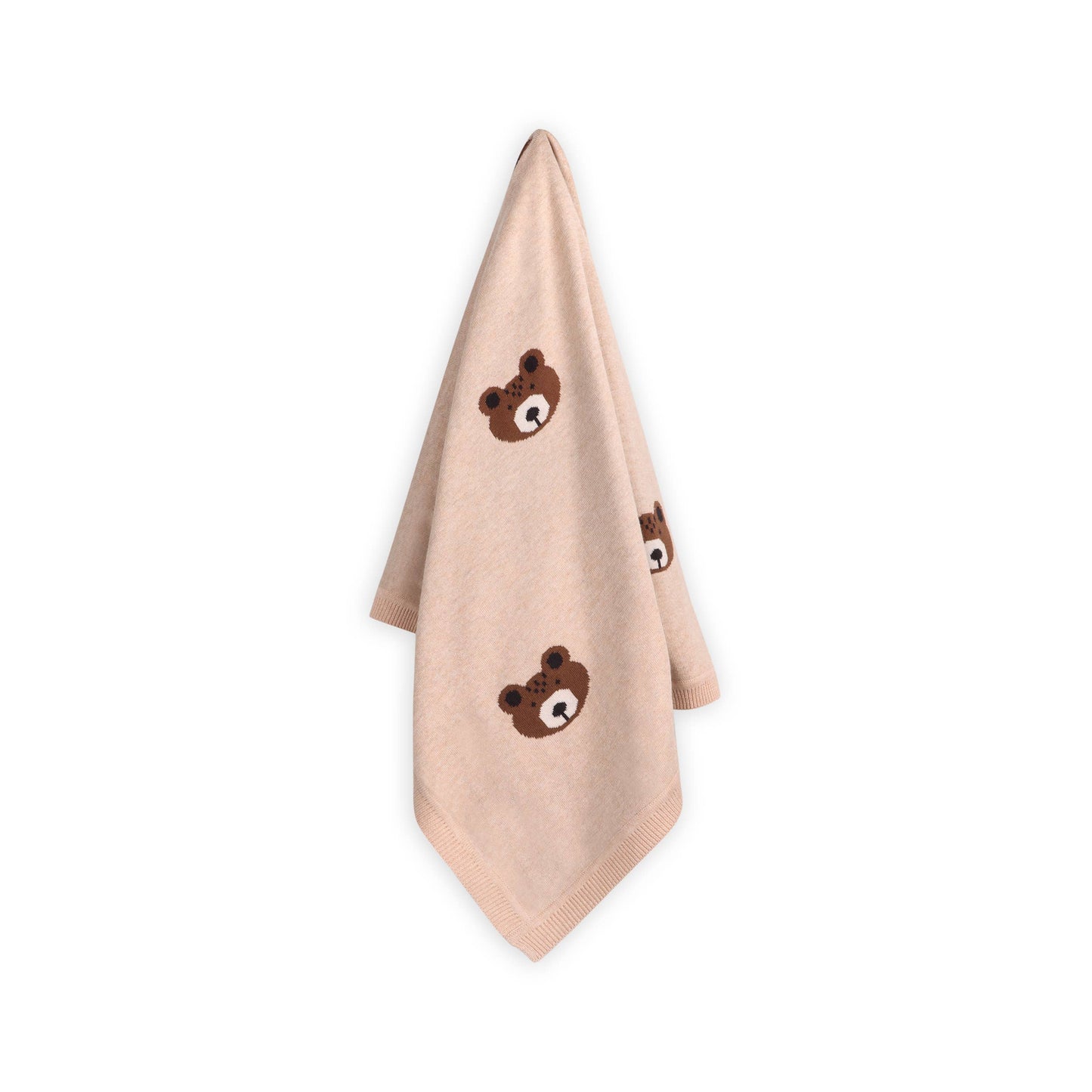 Brown Bear - Organic Cotton Jacquard Knit Baby Blanket:viverano