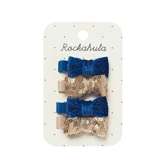 Sequin & Velvet Mini Bow Clips - Rockahula