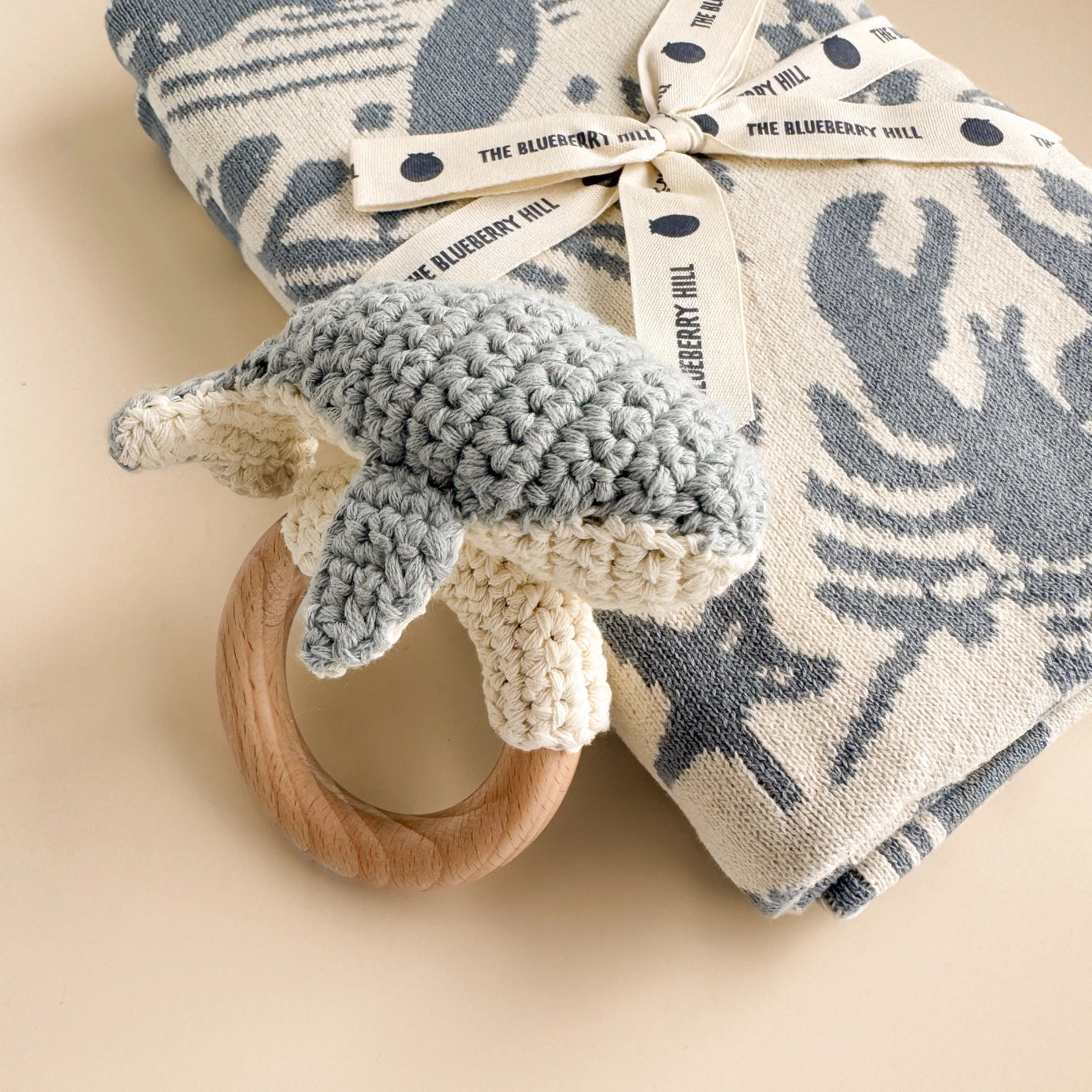 Whale Rattle Teether - Blueberry Hill