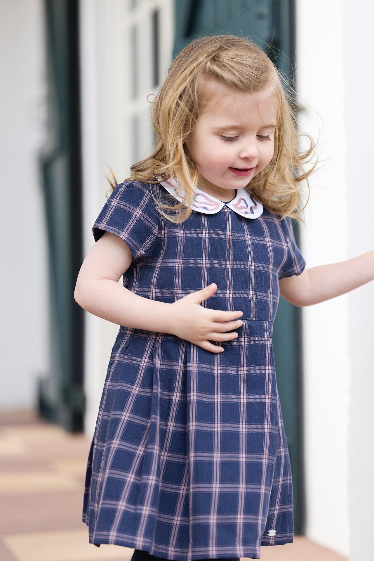 Plaid Dress w Bow Collar- Tartine et Chocolat FW25