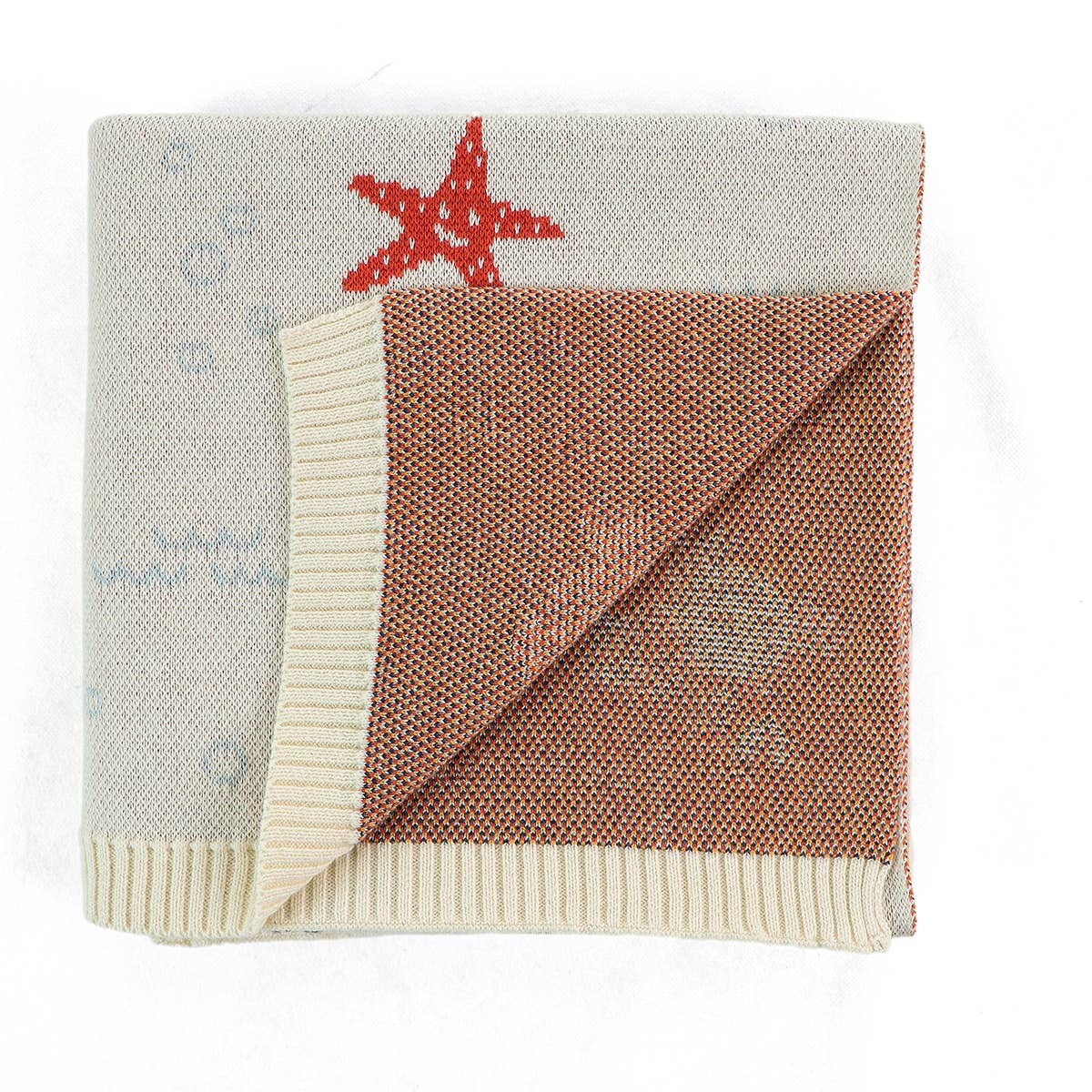 Seaside Friends - Organic Cotton Jacquard Knit Baby Blanket:Viverano