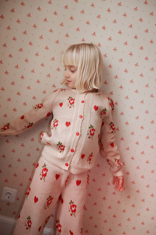 Amelia Flower/Heart Knit Pant- Floss FW25