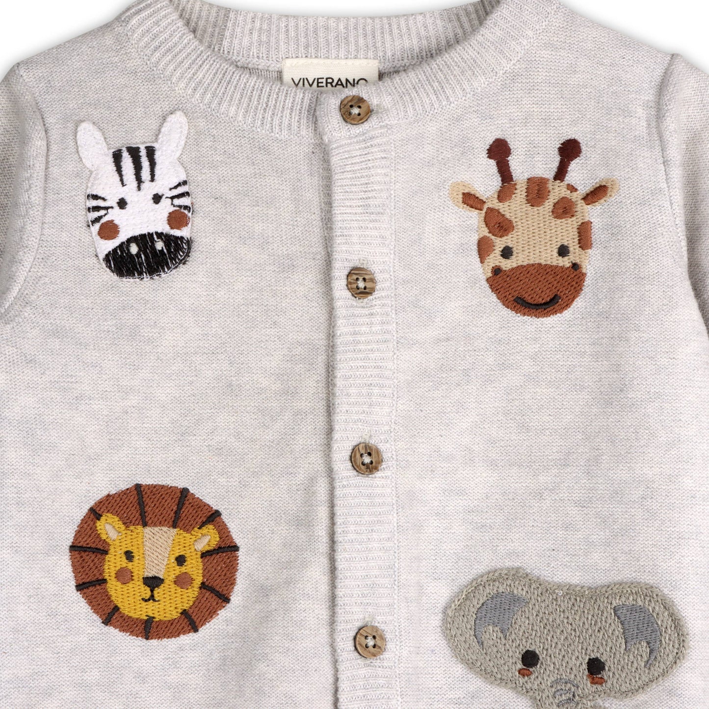 Animal Friends Embroidered Baby Cardigan Sweater (Organic): viverano