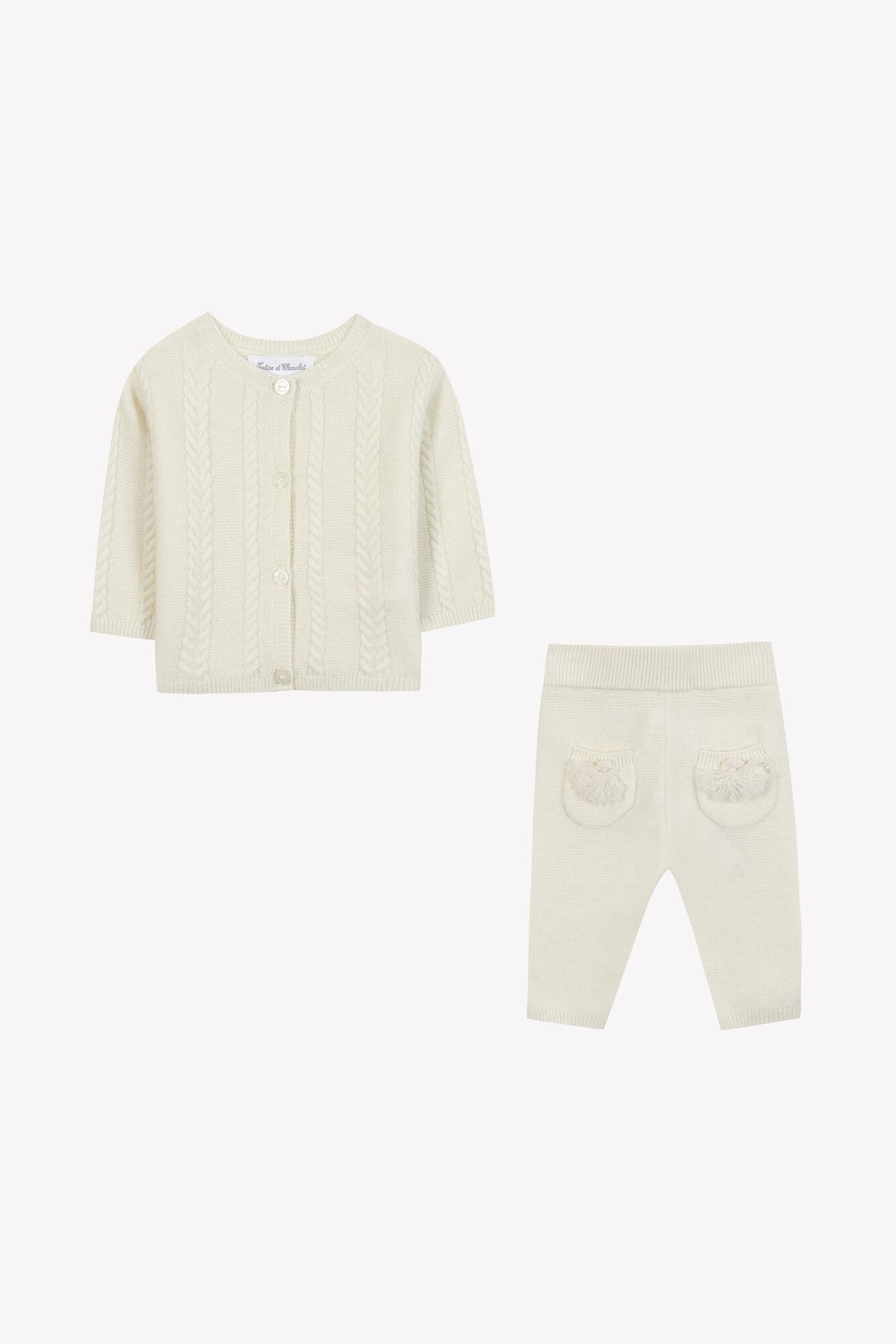 2pc Cable Knit Cardigan/Pant-Tartine et Chocolat FW25