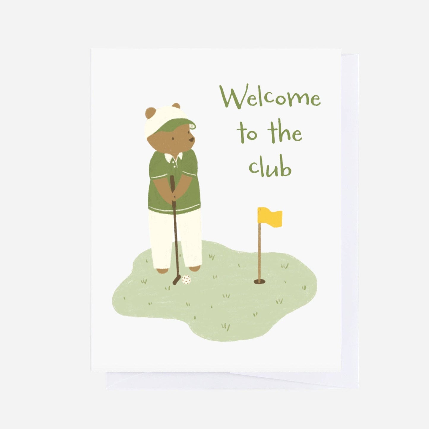 Golf Bear Greeting Note Card-blueberry hill