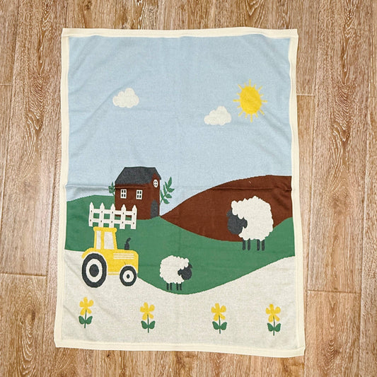 Sunny Farm - Organic Cotton Jacquard Knit Baby Blanket: Viverano