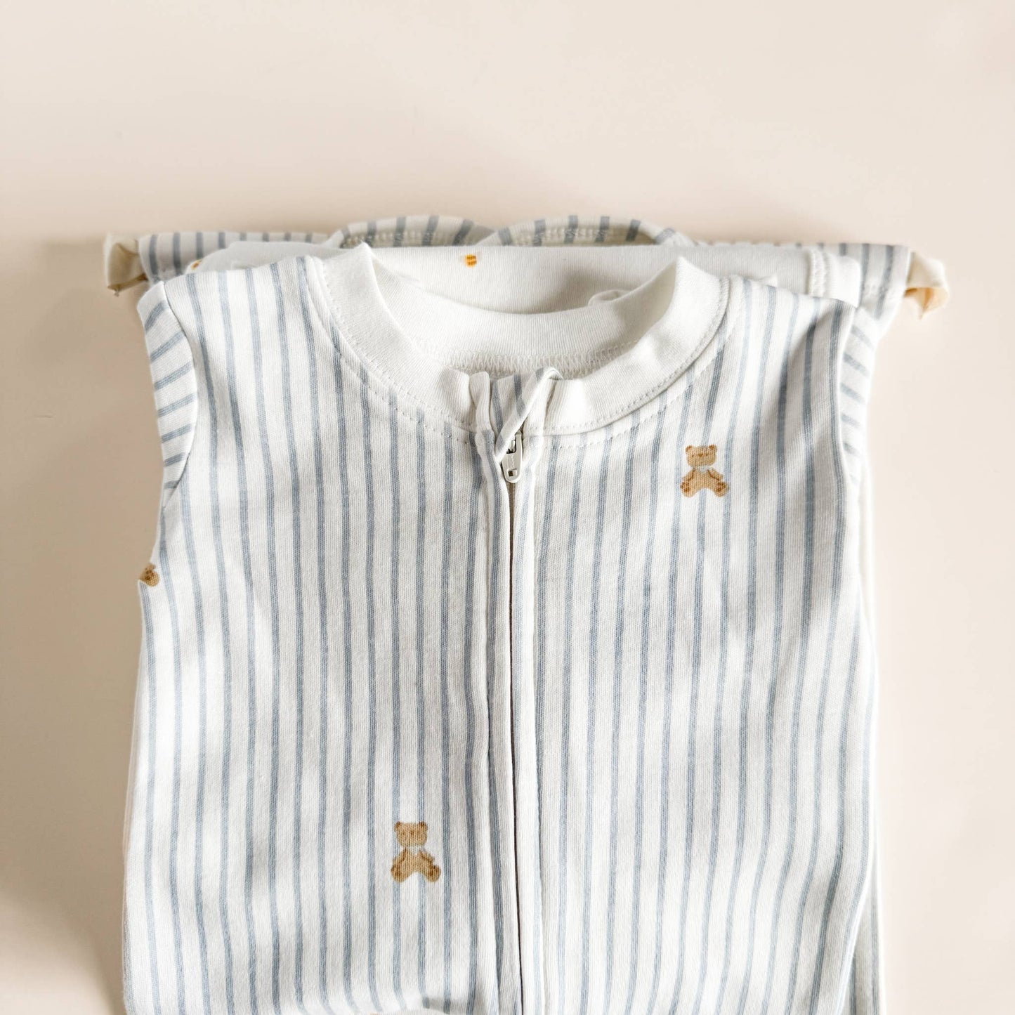 Layette LS Zipper Romper Teddy Bear - Blueberry Hill