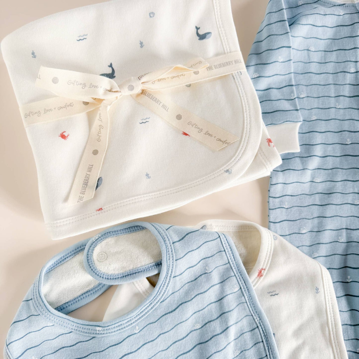 Knit Swaddle Nautical Blanket - Blueberry Hill