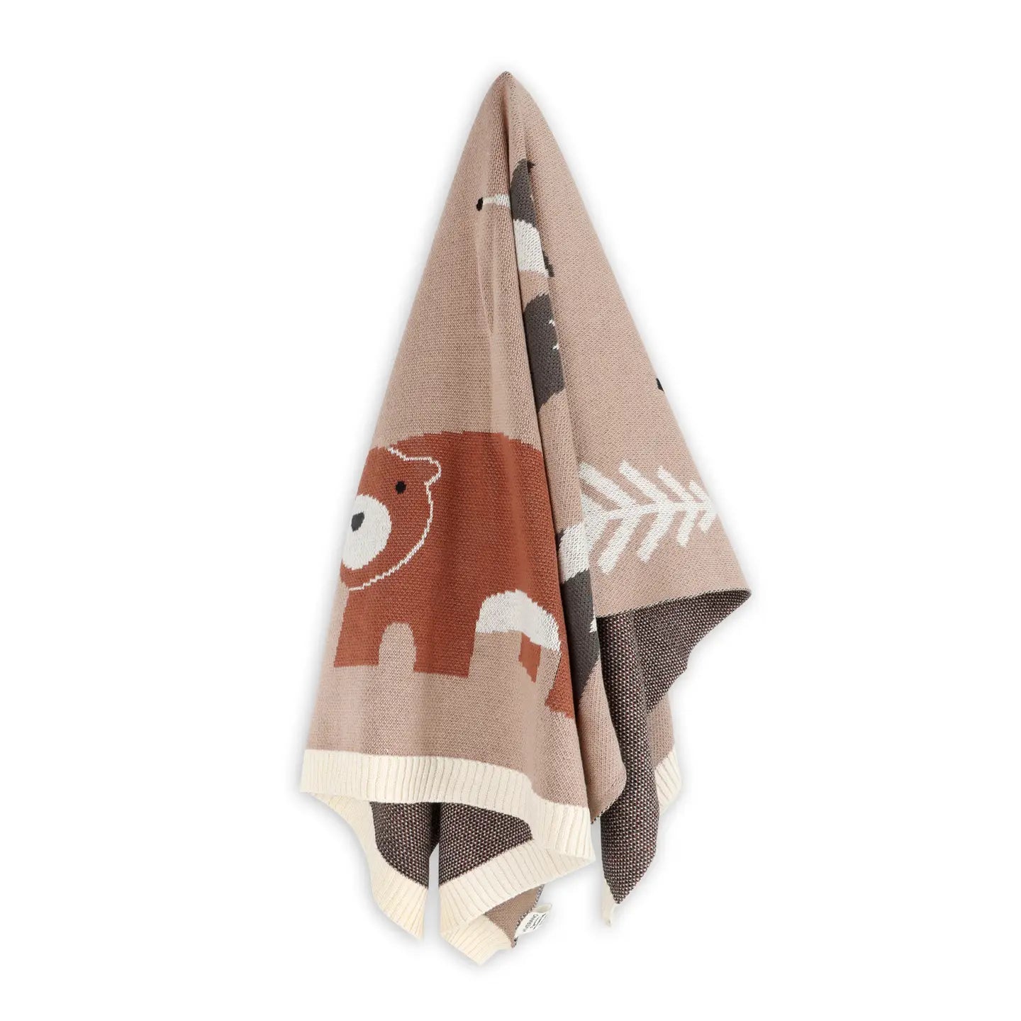 Woodland Bear - Organic Cotton Jacquard Knit Baby Blanket:viverano