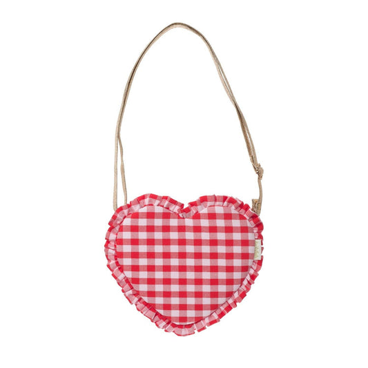Gingham Ruffle Love Heart Bag