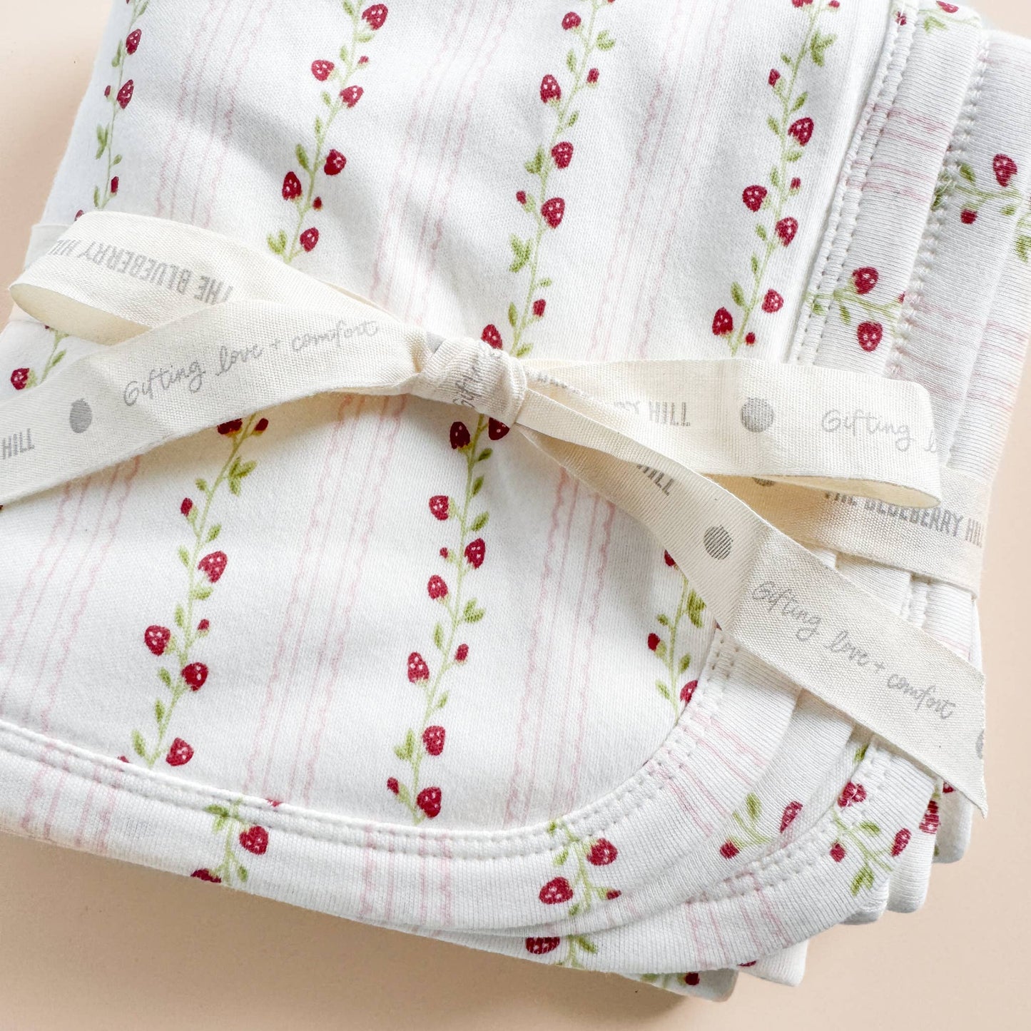 Hooded Towel Strawberry Stripe - Blueberry Hill