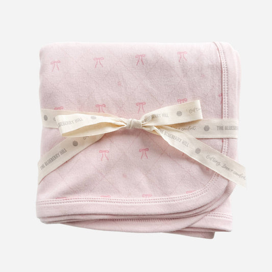 Knit Swaddle Bow Argyle Blanket - Blueberry Hill