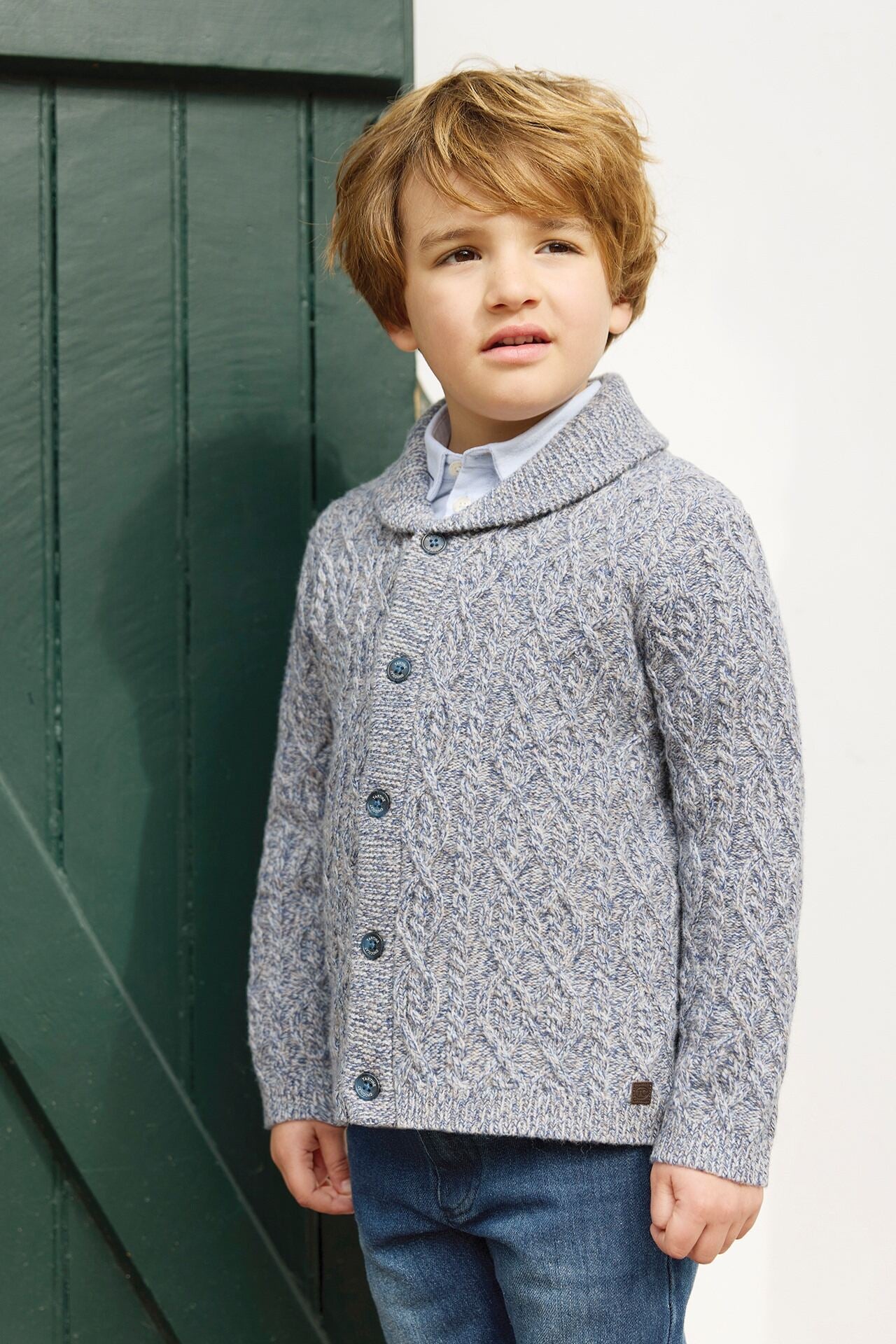 Shawl Collar Cable Cardigan-Tartine et Chocolat FW25