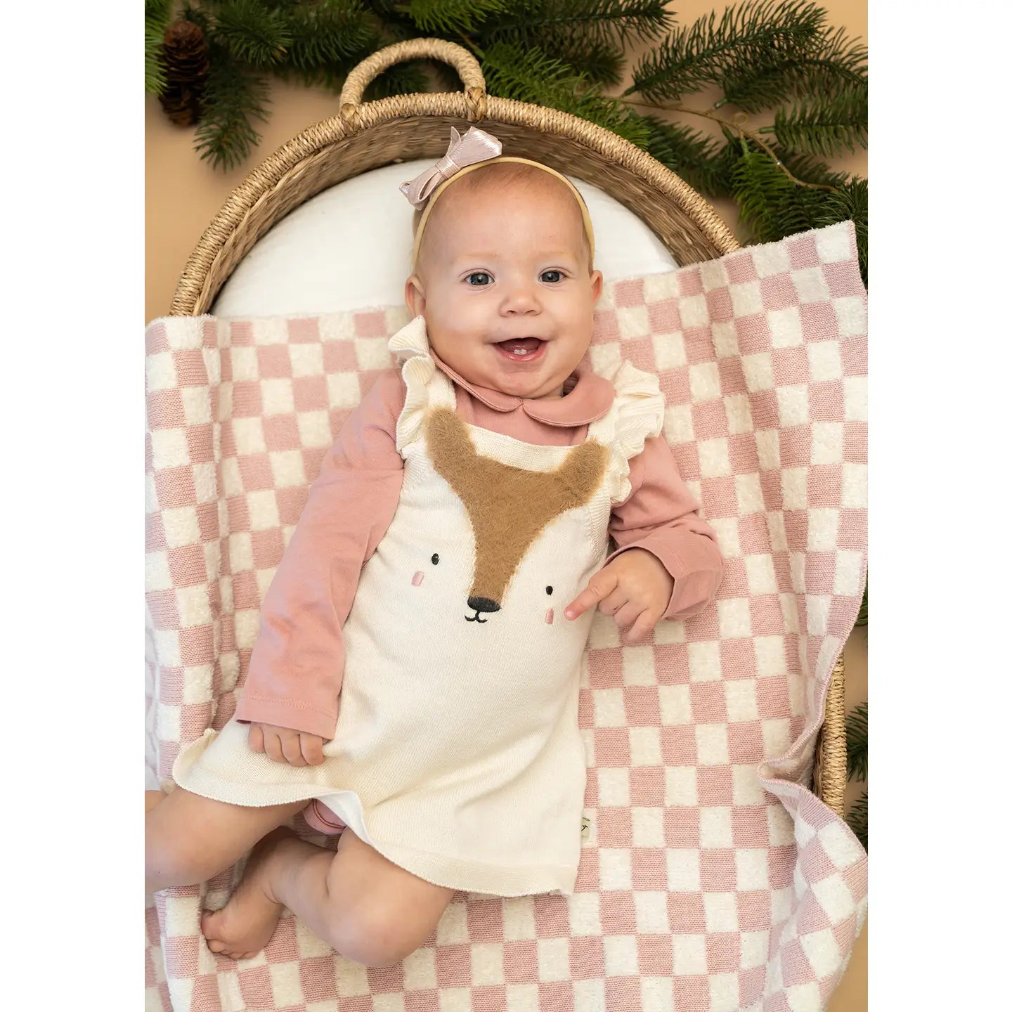 Checkered Terry Sweater Knit Organic  Baby Blanket - Viverano Organics
