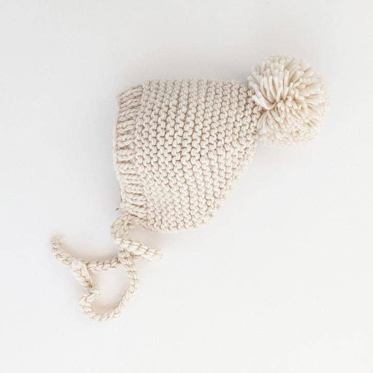 Natural Garter Stitch Knit Bonnet - Huggalugs