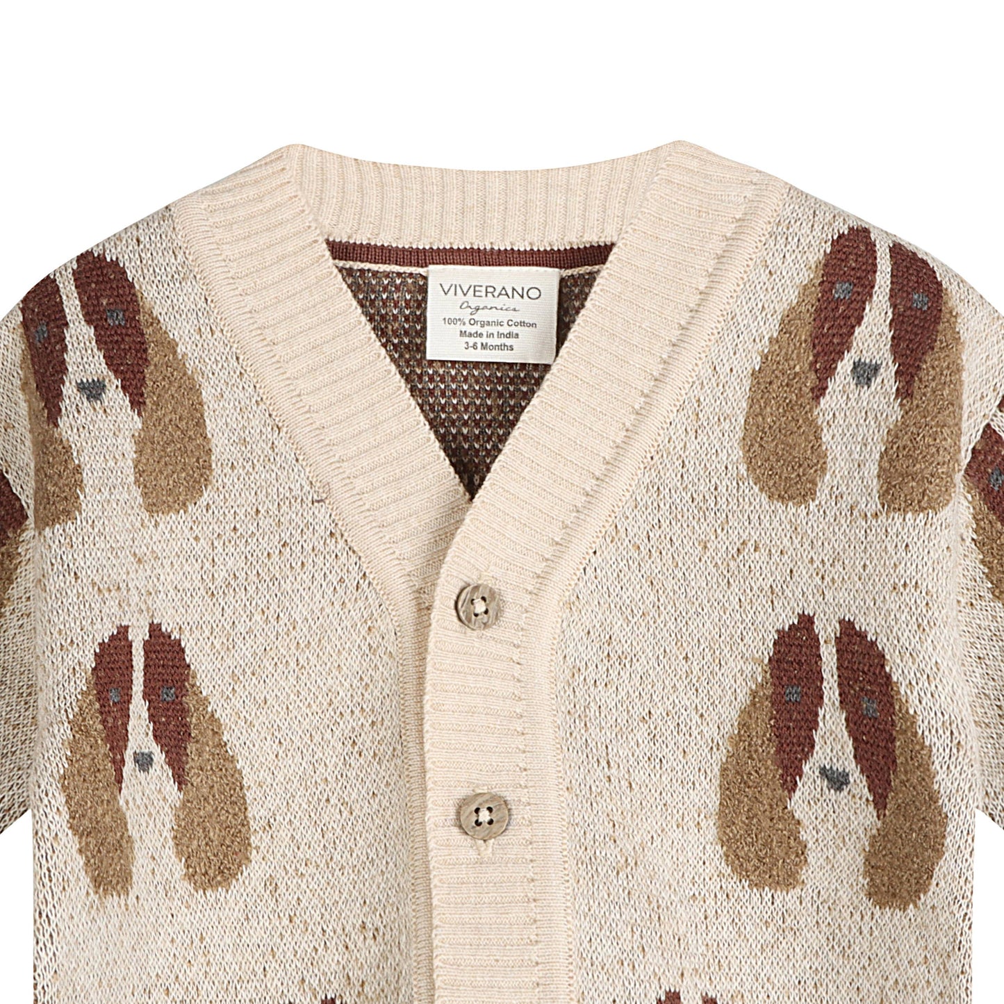 Dog Jacquard Knit Cardigan (Organic Cotton):Viverano