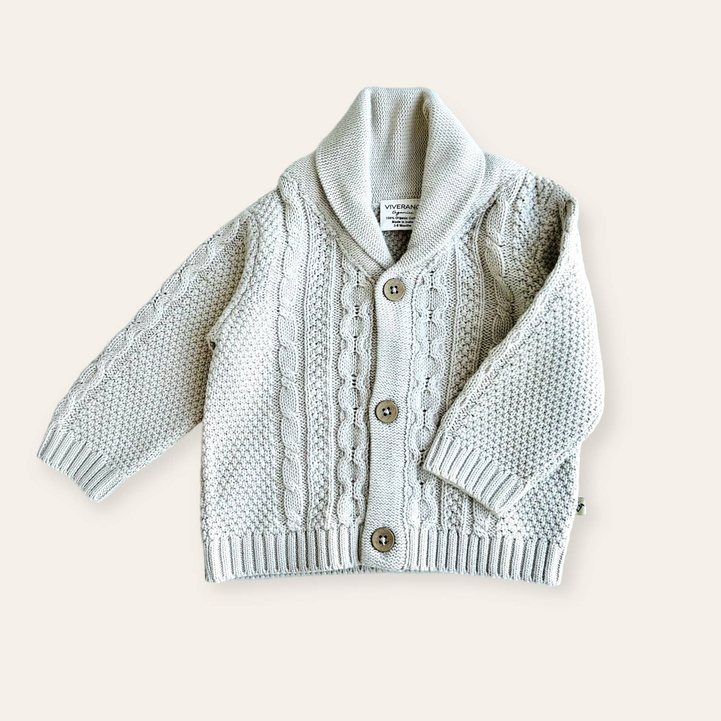 Shawl Collar Cable Knit Cardigan - Viverano Organics