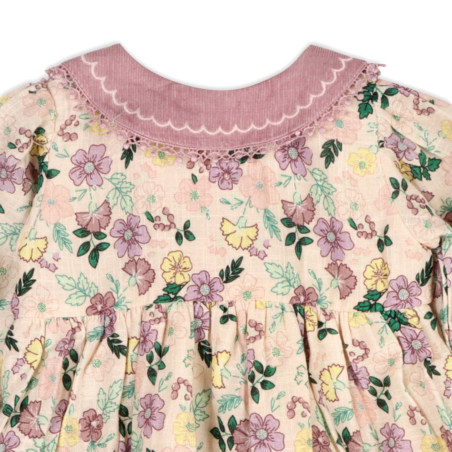 Floral Embroidered Collar Baby Dress & Bloomer Set (Organic): Viverano