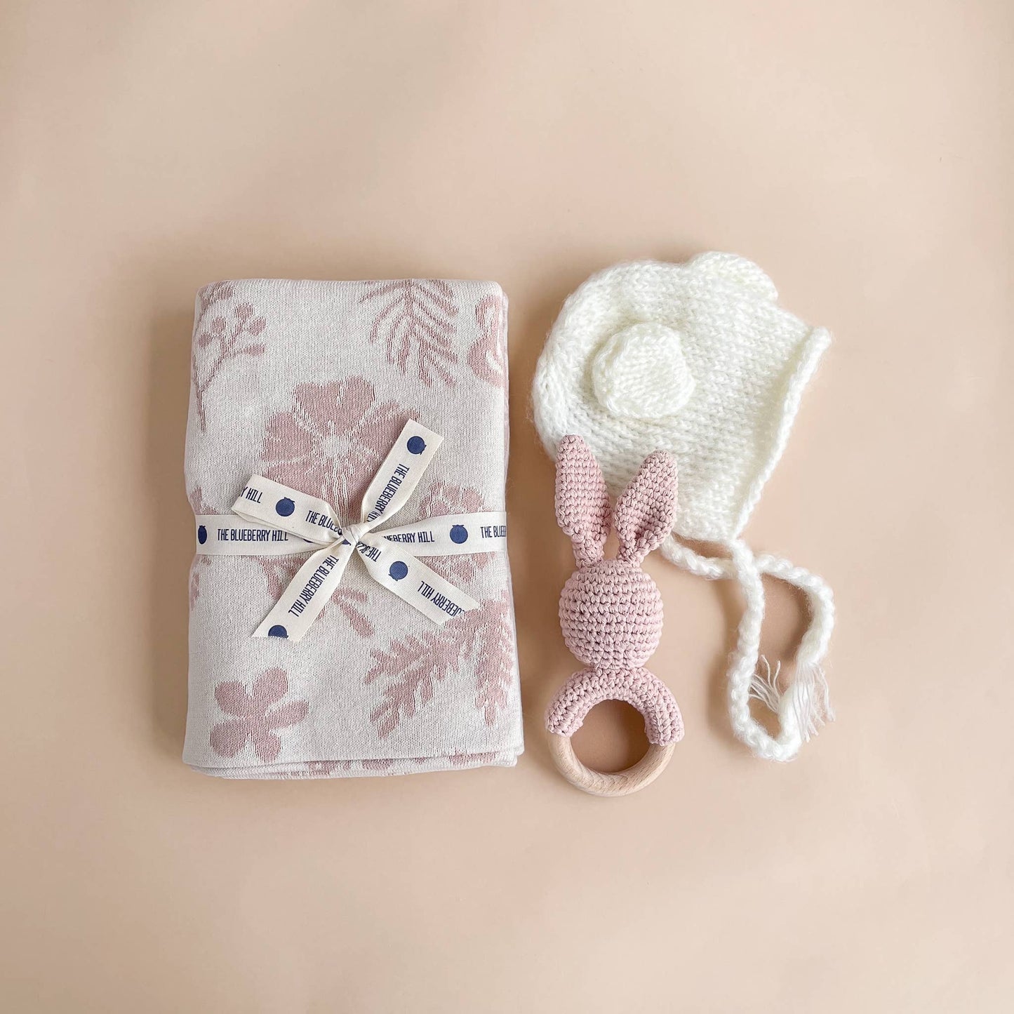 Crochet Rattle Teether Pink Bunny - Blueberry Hill